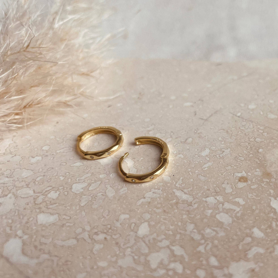 Gold Marquise Huggie Hoops