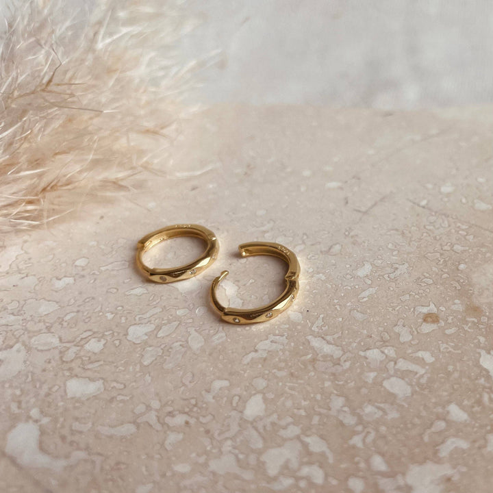 Gold Marquise Huggie Hoops