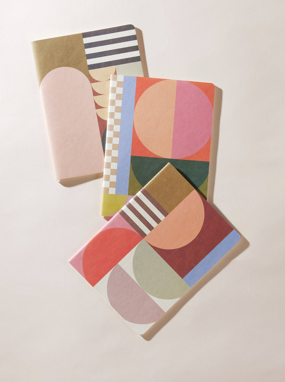 Set of 3 Flex Notebooks with Saddle Stitch Spine - Modern Geo