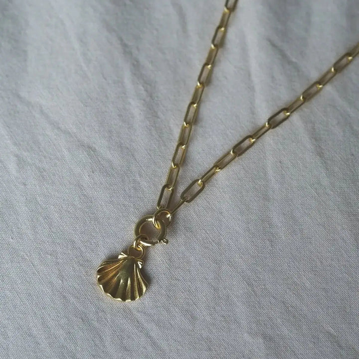 Clam Shell Gold Charm Necklace