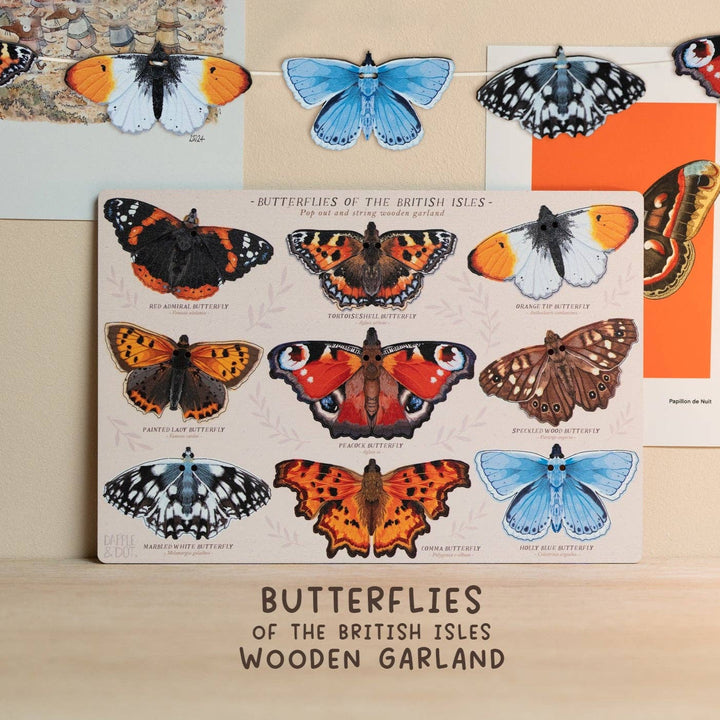 British Butterflies Wooden Garland