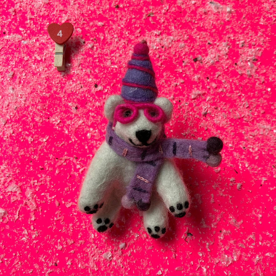 Handmade Felt Luna the Polar Bear Arctic Decoration