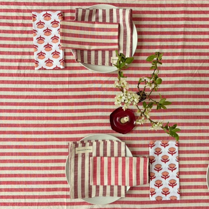 Clay Stripe Cotton Napkins - Set of 4