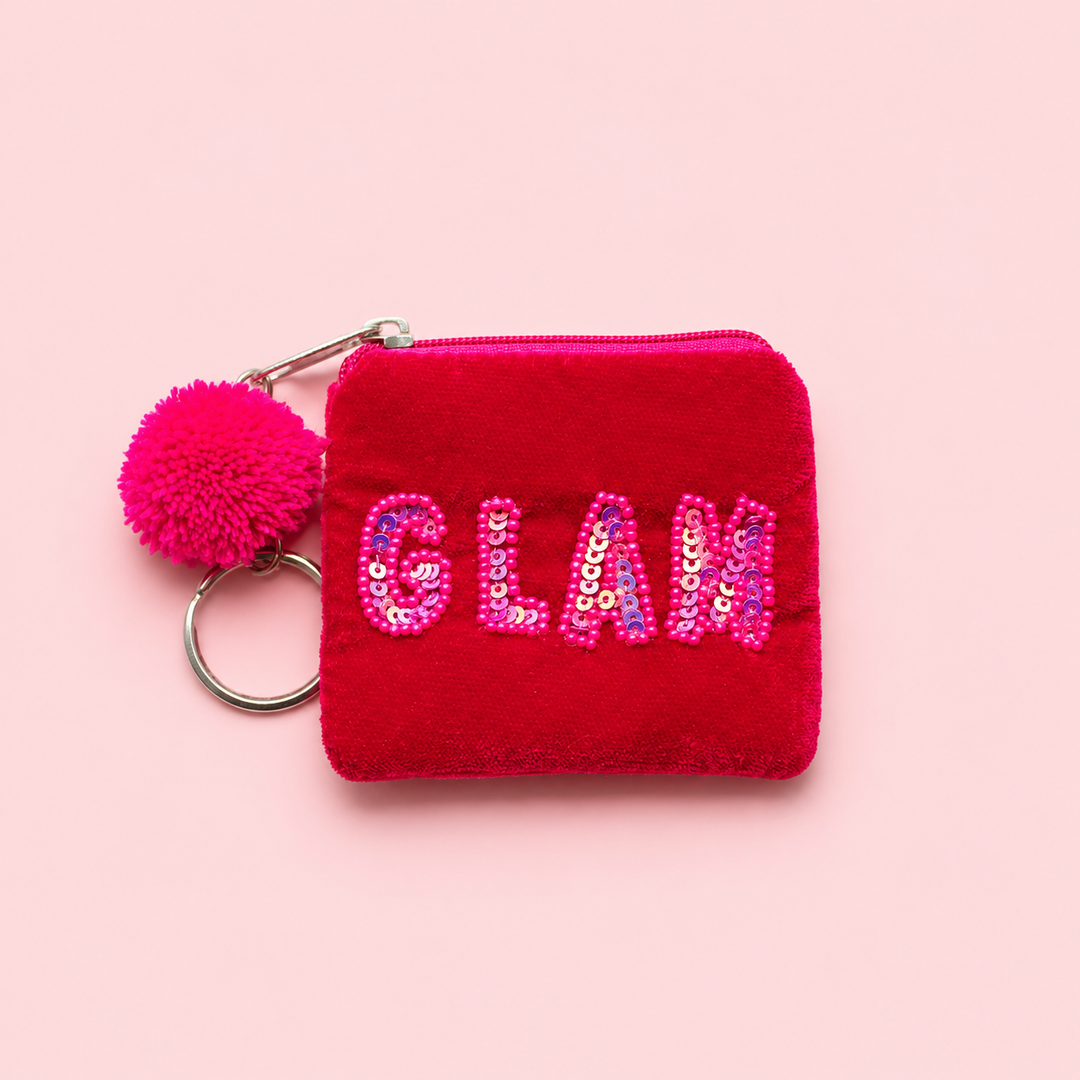 Mini Velvet Keyring Purse – Glam Pink