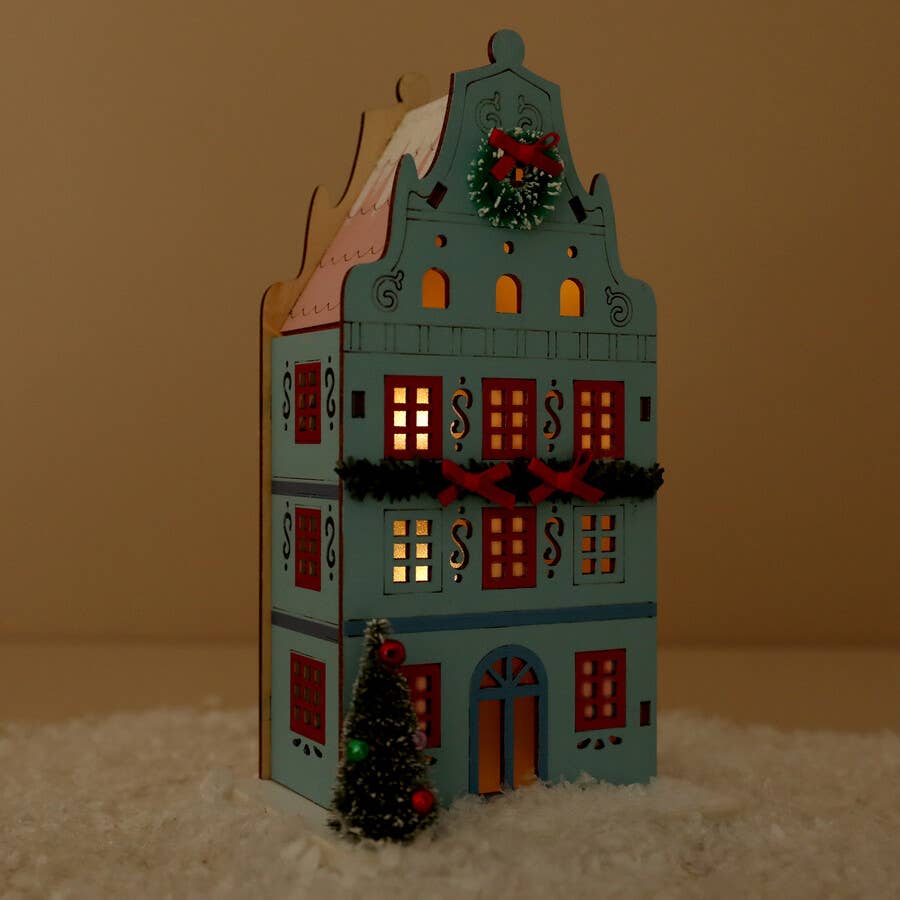 Blue Festive Light Up House