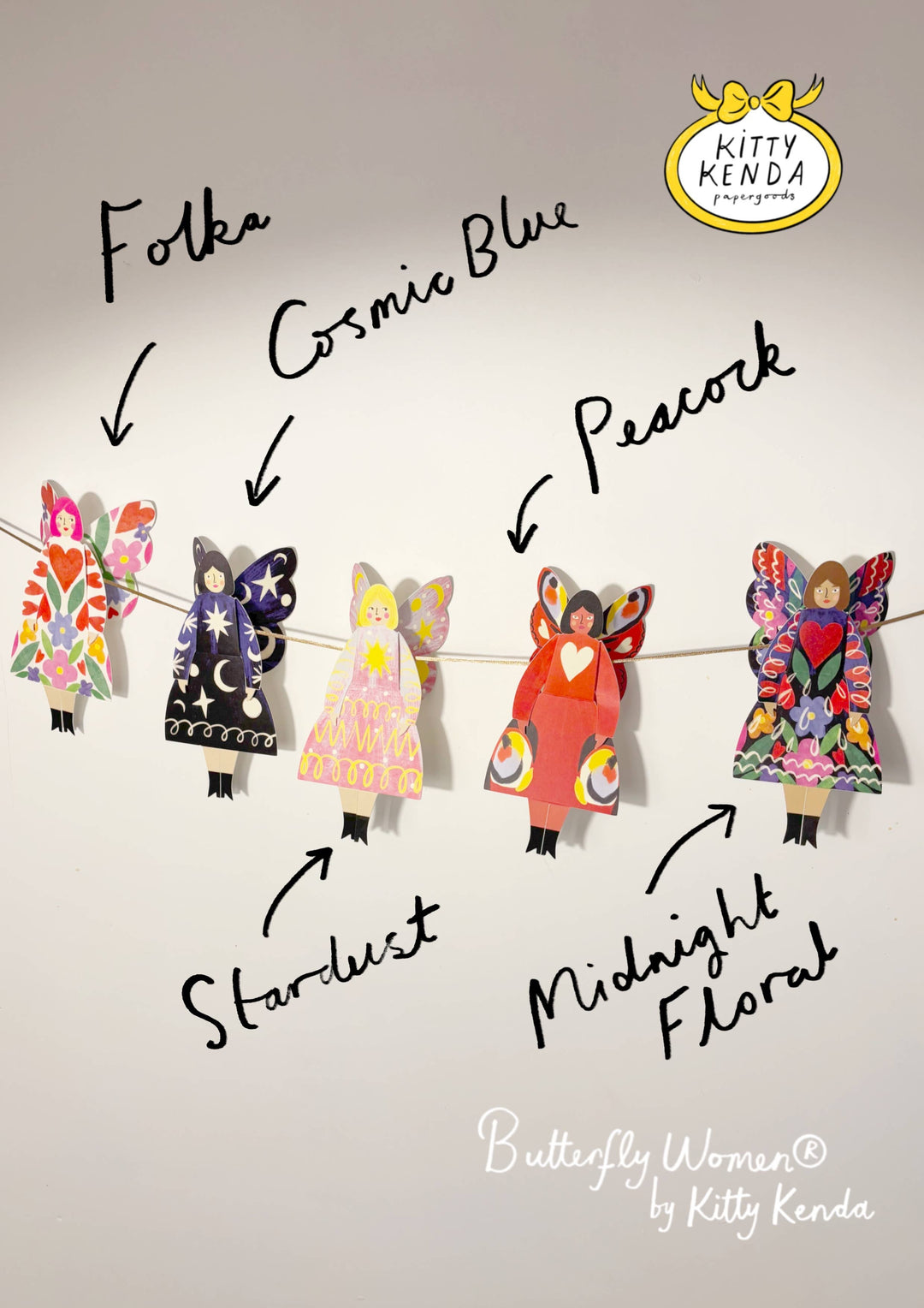 Butterfly Folk Woman Sitting Greeting Card