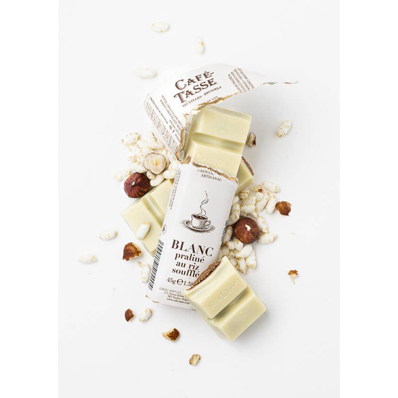 White Chocolate, Hazelnut Praline & Puffed Rice Bar