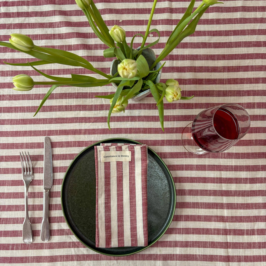 Clay Stripe Cotton Tablecloth - 2 Sizes