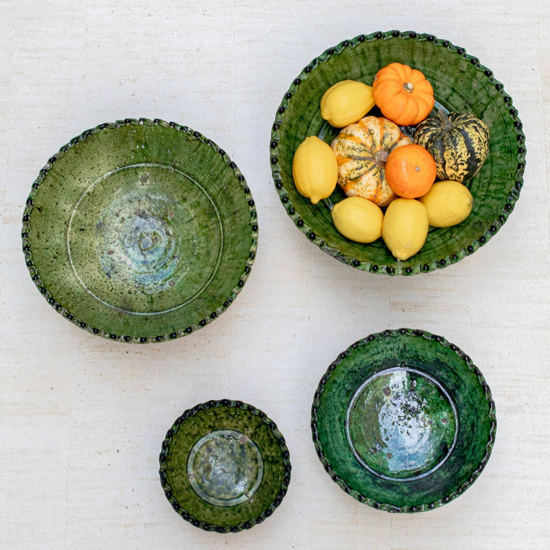 Tamegroute Green Pedestal Bowls