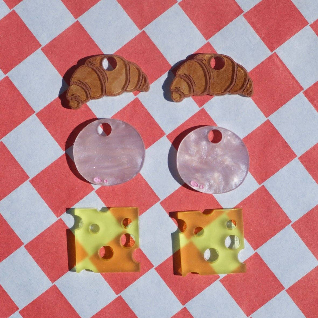 Ham & Cheese Croissant Hoop Earrings