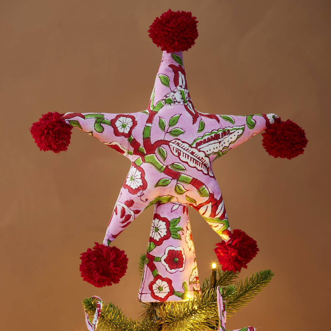 Arana Block Print Star Tree Topper
