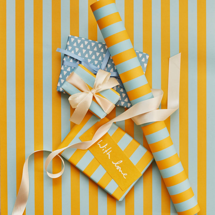 Classic Stripe Gift Wrap Blue & Yellow