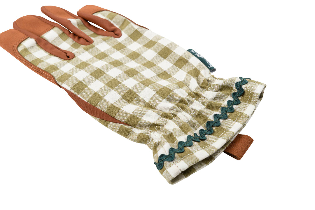 Olive Check Garden Gloves