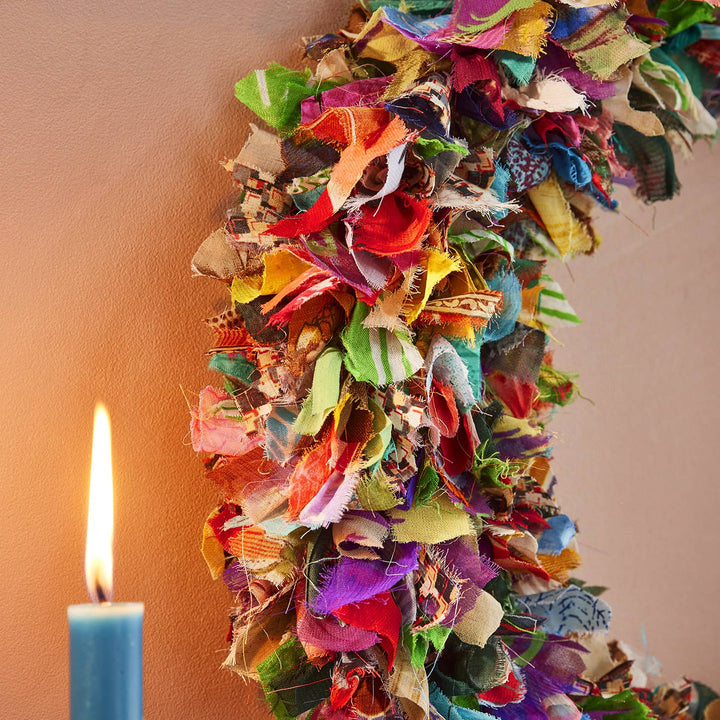 Recycled Sari Wreath - Multicoloured