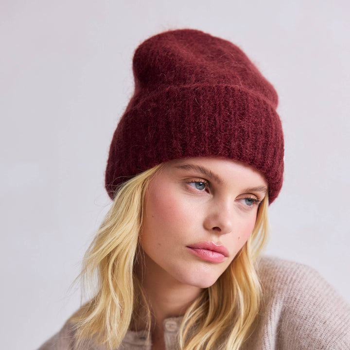 The Mohair Beanie - Cherry Burgundy