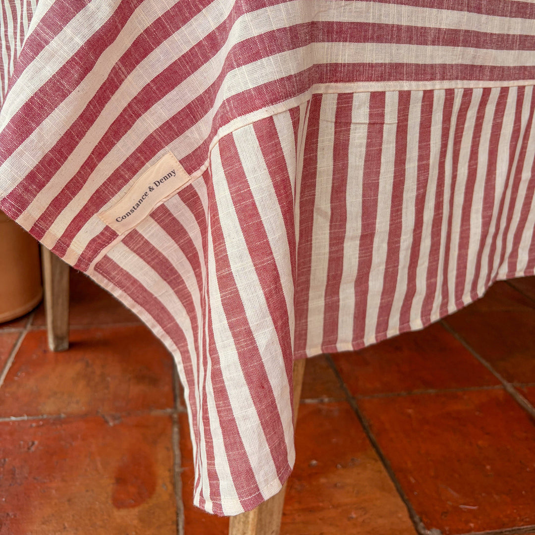 Clay Stripe Cotton Tablecloth - 2 Sizes