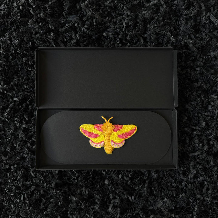 Rosy Maple Moth Embroidered Brooch