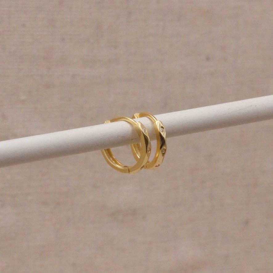 Gold Marquise Huggie Hoops