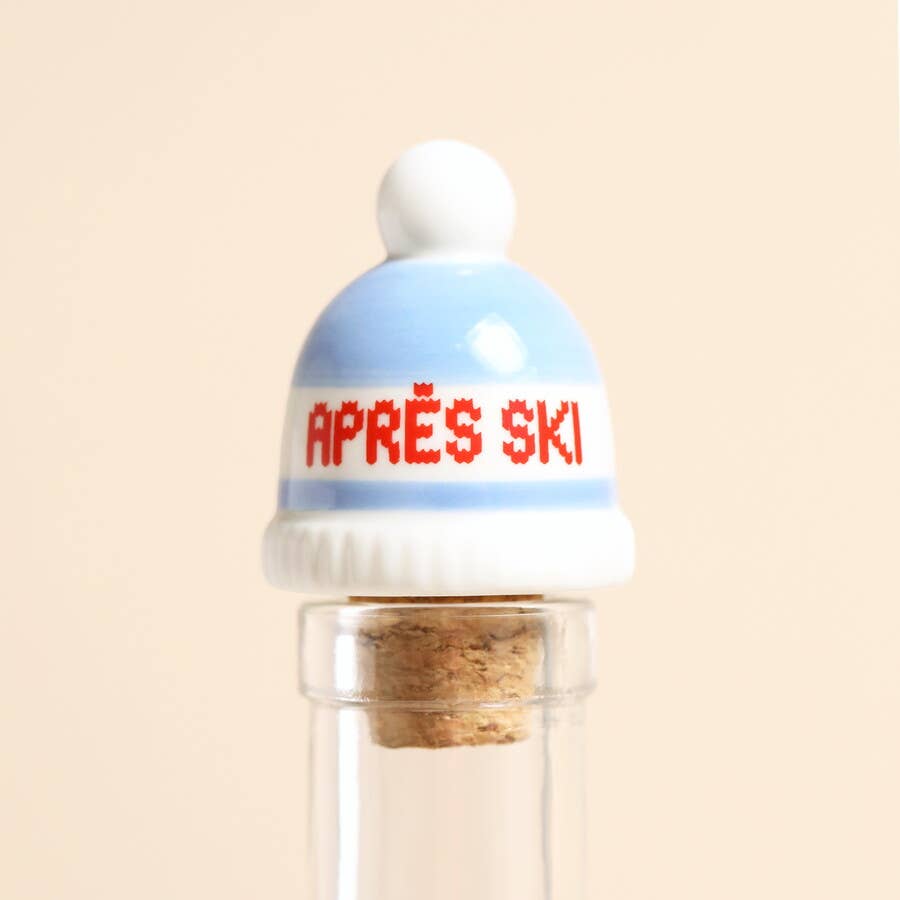 Ceramic Après-Ski Bobble Hat Bottle Stopper in Blue