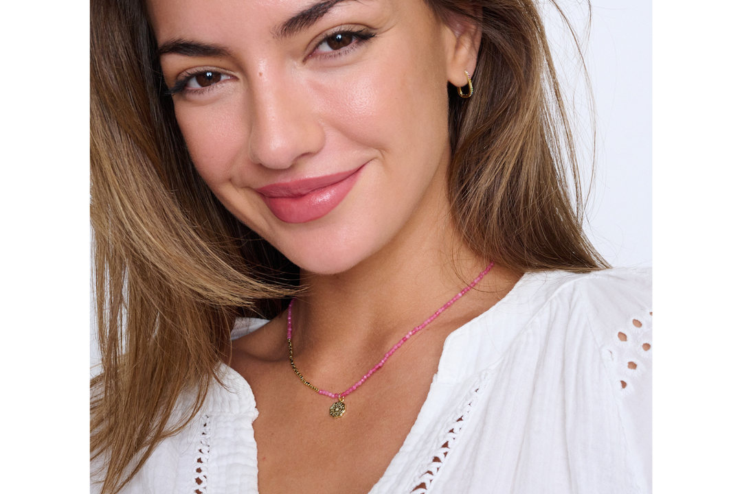 Clio Hot Pink Beaded Necklace