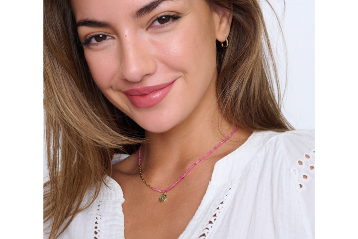 Clio Hot Pink Beaded Necklace