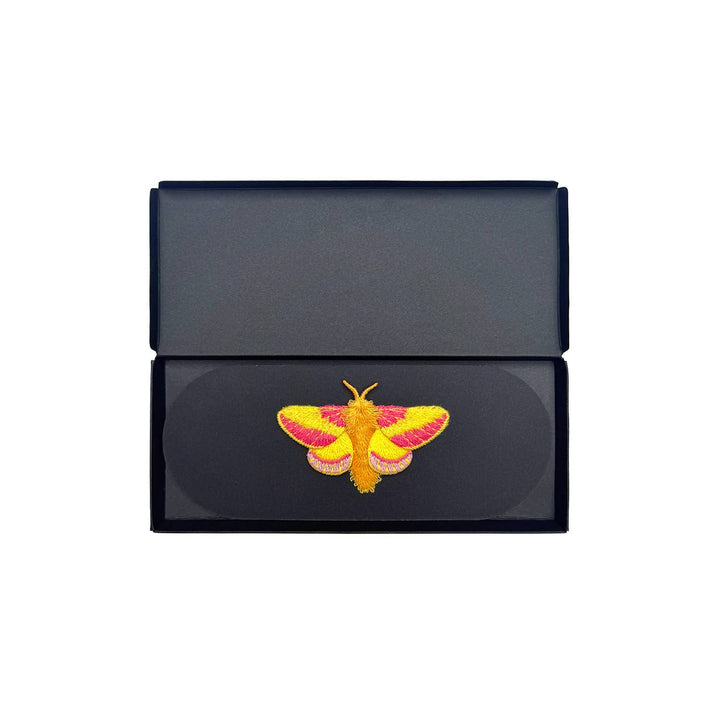 Rosy Maple Moth Embroidered Brooch