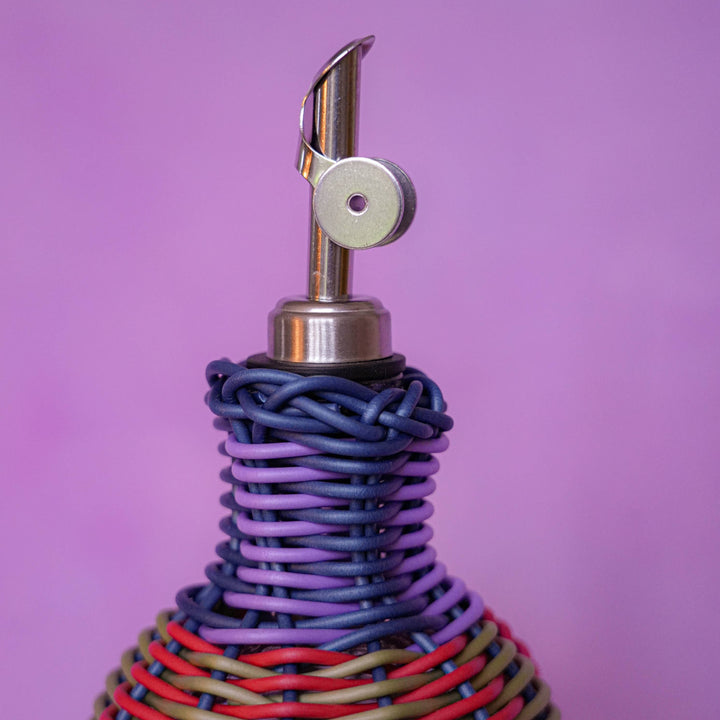 Woven Oil Pourer - Red & Olive