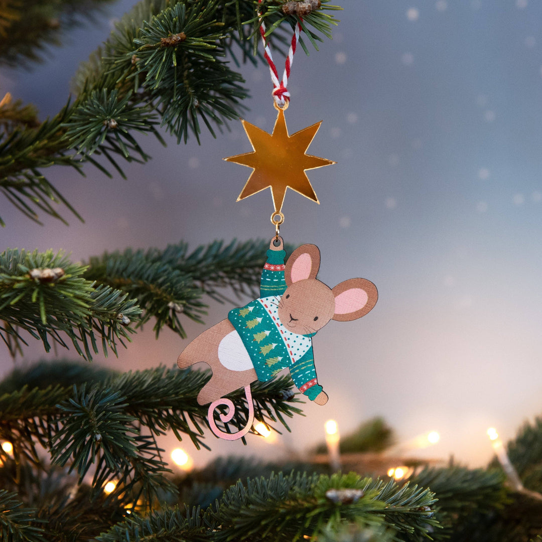 Brown Mouse with Star Decoration