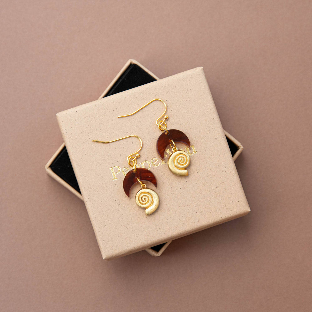 Fossil Drop Earrings: Tortoise