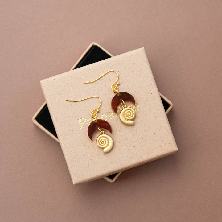 Fossil Drop Earrings: Tortoise