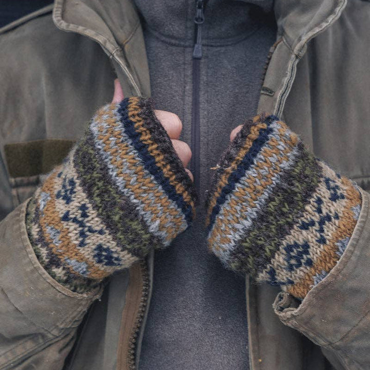 Moss and Stone Hand Knitted Wrist Warmers