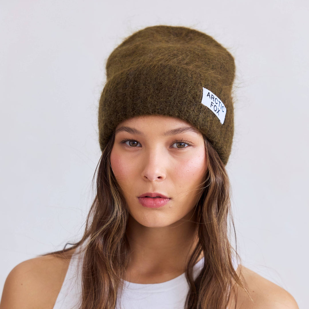 The Mohair Beanie - Khaki Green