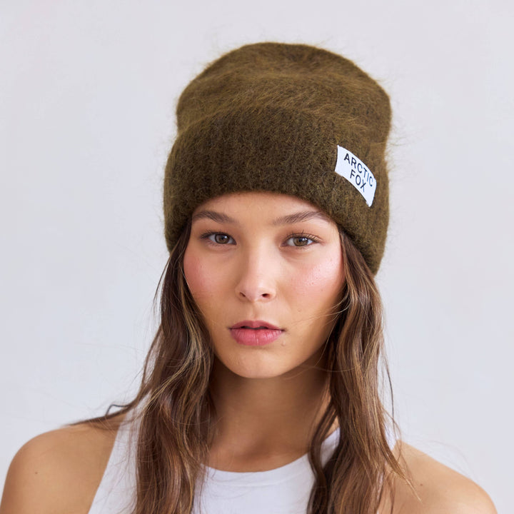 The Mohair Beanie - Khaki Green
