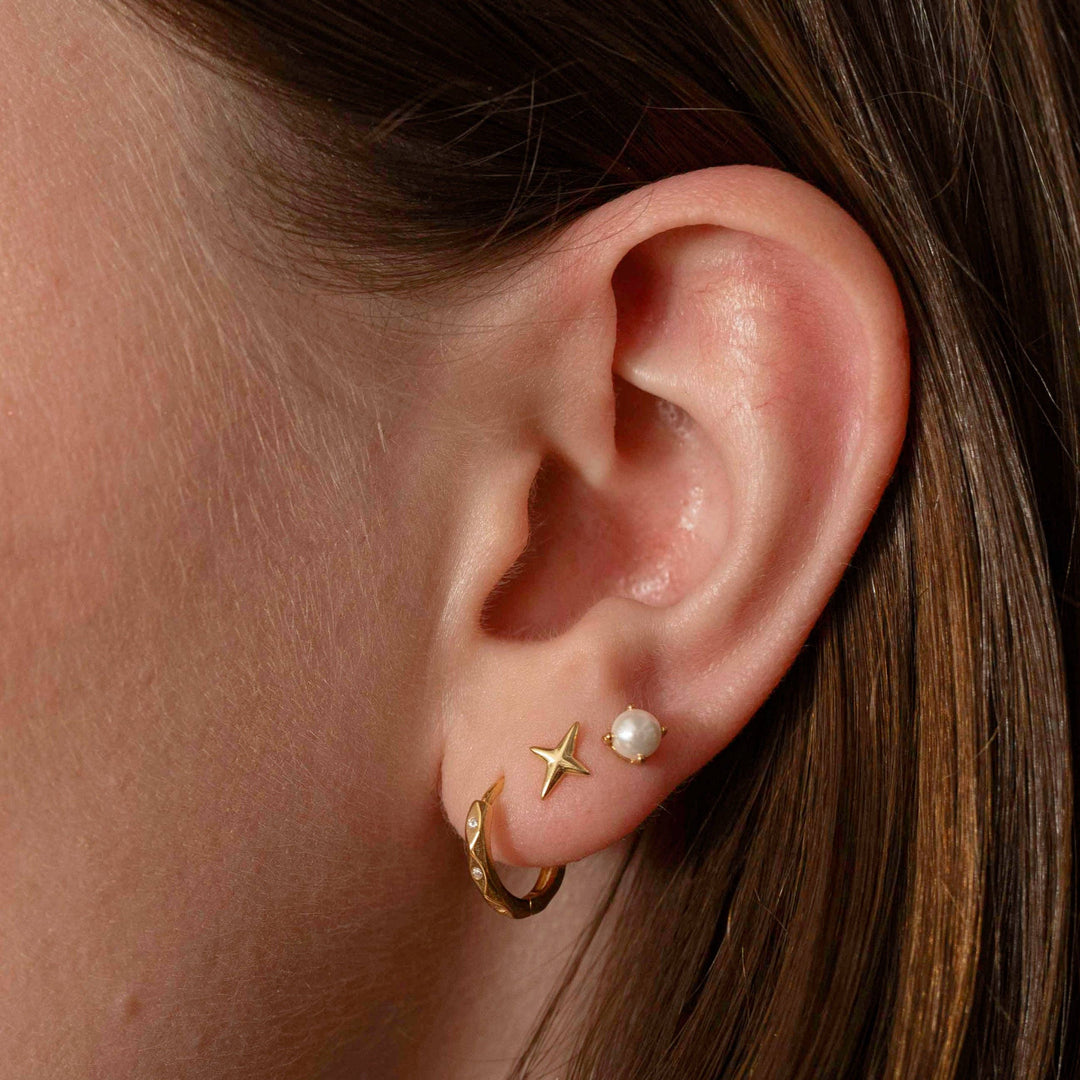 Gold Marquise Huggie Hoops