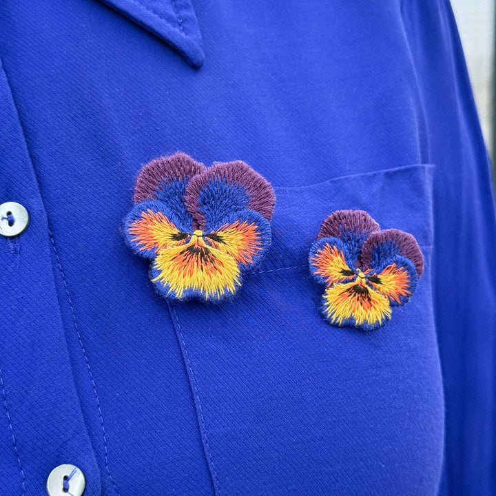 Pansy Embroidered Brooch Set