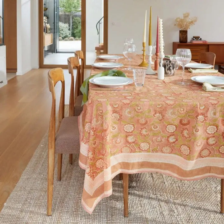 Rosewood Tablecloth in Rust & Peach
