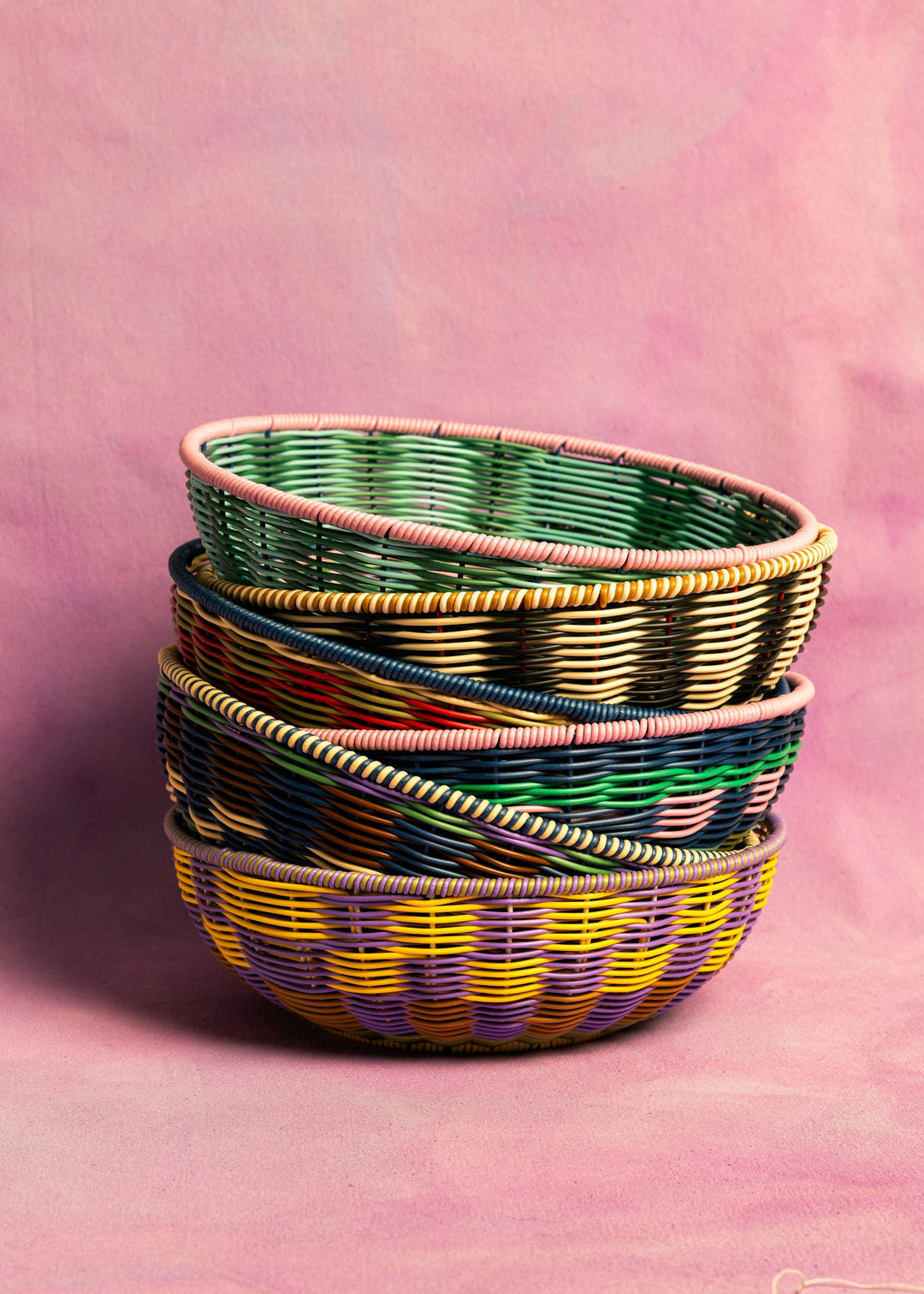 Woven Bowl - Pink and Navy