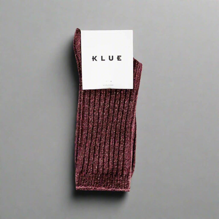 Silk & Wool Dust Star Socks in Burgundy