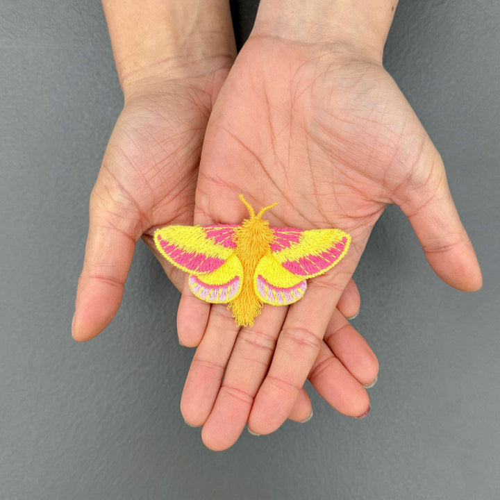 Rosy Maple Moth Embroidered Brooch