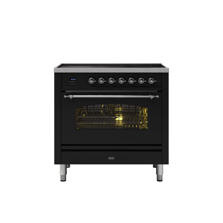 ILVE Black Milano 90cm - Single Oven - 6 Zone Induction