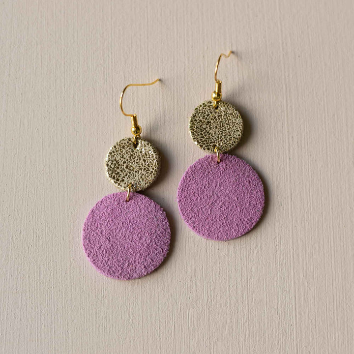 Lucy Dangle Suede Earrings in Light Pink
