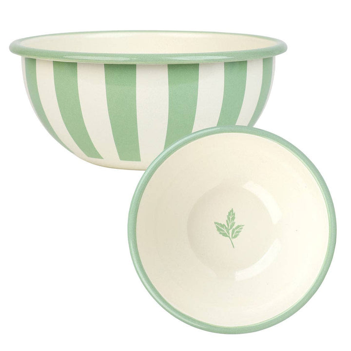 Green Stripe Enamel Bowl