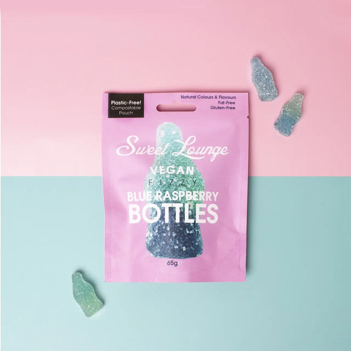 Vegan Fizzy Blue Raspberry Bottles