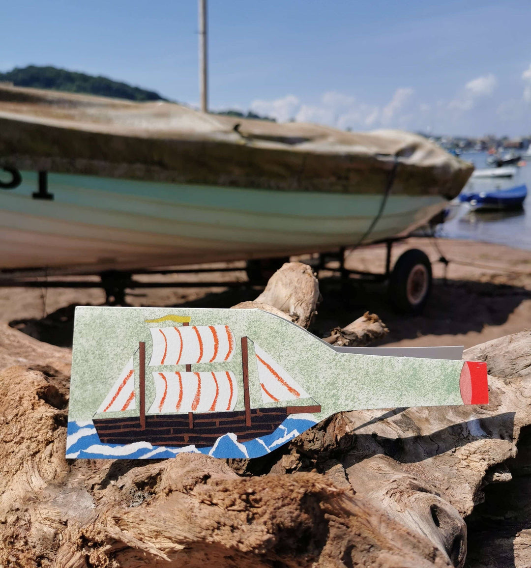 Ship in a Bottle Nautical Card