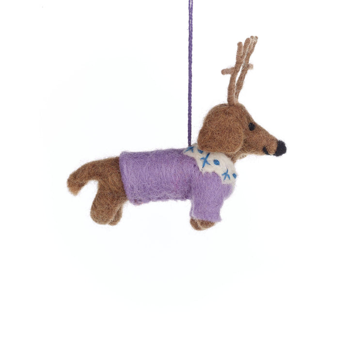 Handmade Felt Rudy Dachshund Dog Decoration