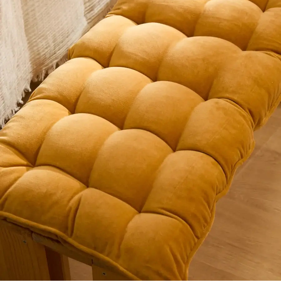 Velvet Bench Seat Cushion in Mustard