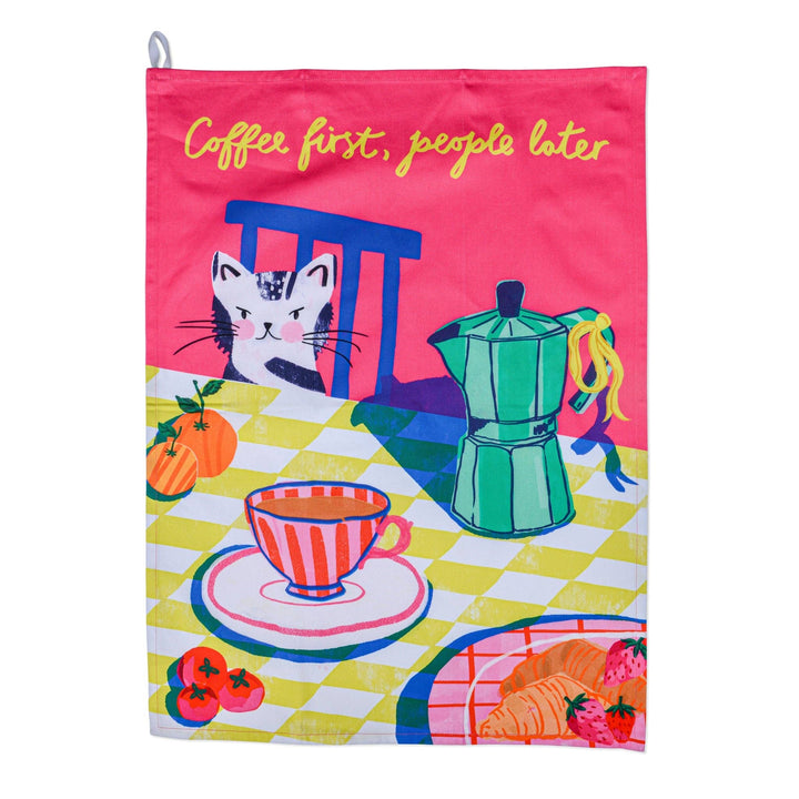 Coffee First People Later Hijinx Tea Towel