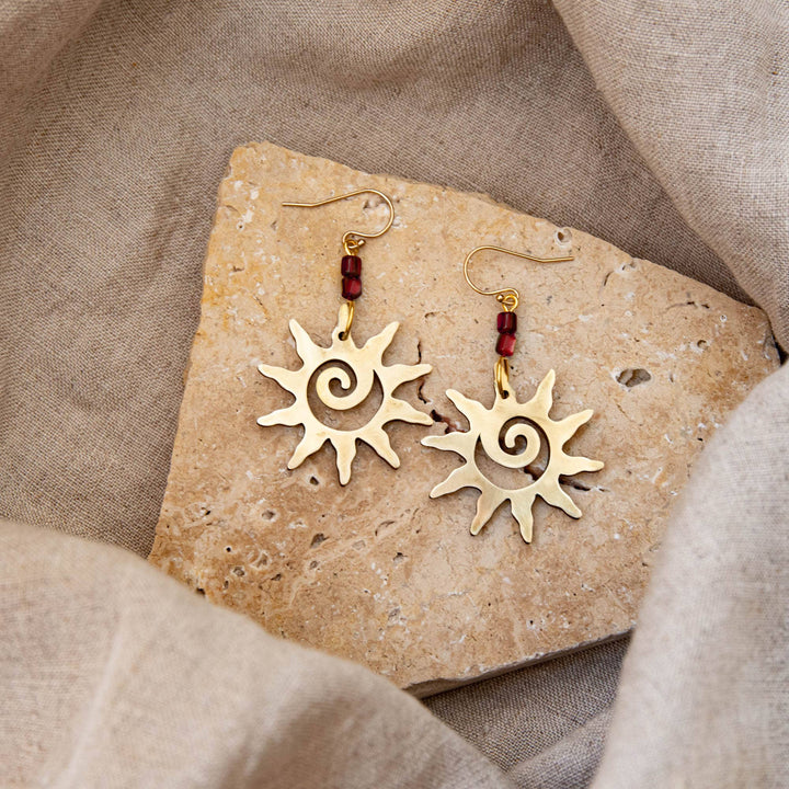 Brass Swirl Sol Earrings