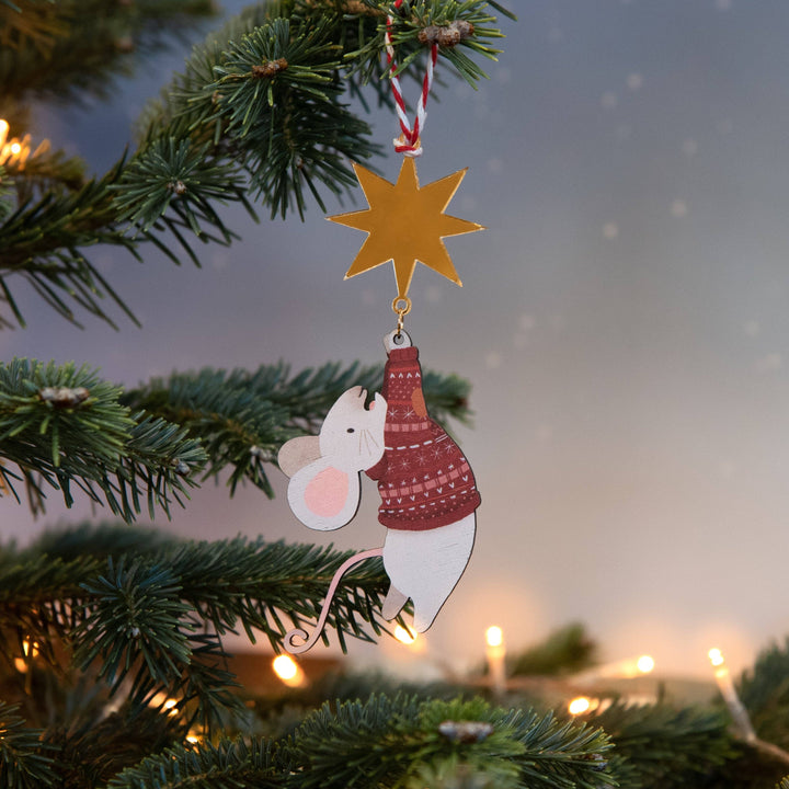 White Mouse with Star Decoration