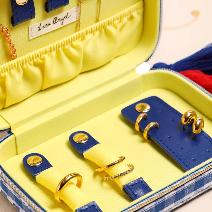 Blue Gingham Lobster Travel Jewellery Case